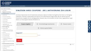 
                            4. Coupon einlösen - ZIH Self Service Portal - TU Dresden