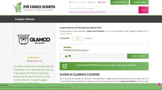 
                            1. Coupon Glamoo & Buoni Sconto, Febbraio 2019 - Piucodicisconto.com