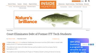 
                            12. Court Eliminates Debt of Former ITT Tech Students - Inside Higher Ed