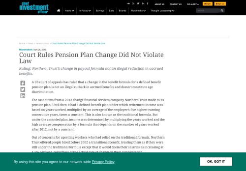 
                            13. Court Rules Pension Plan Change Did Not Violate Law | Chief ...