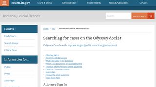 
                            13. courts.IN.gov: Searching for cases on the Odyssey docket