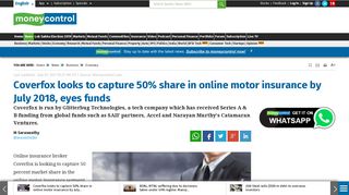 
                            10. Coverfox looks to capture 50% share in online motor insurance by July ...