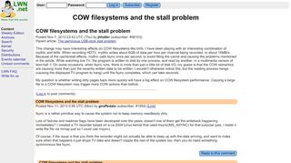 
                            4. COW filesystems and the stall problem [LWN.net]