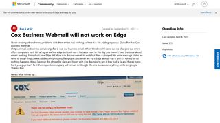 
                            8. Cox Business Webmail will not work on Edge - Microsoft Community