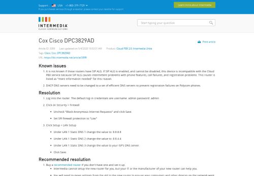 
                            10. Cox Cisco DPC3829AD - Intermedia Knowledge Base