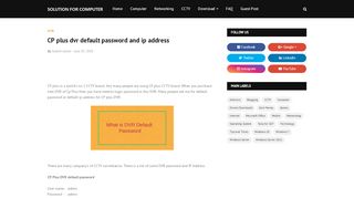 
                            10. CP plus dvr default password and ip address - Solution for Computer