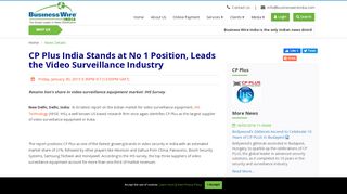 
                            13. CP Plus India Stands at No 1 Position, Leads the Video Surveillance ...