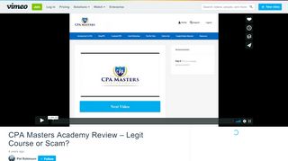 
                            11. CPA Masters Academy Review – Legit Course or Scam? on Vimeo