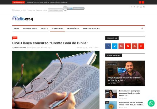
                            13. CPAD lança concurso “Crente Bom de Bíblia” - Rádio Arca