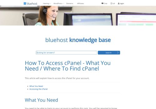 
                            6. cPanel Access - Bluehost