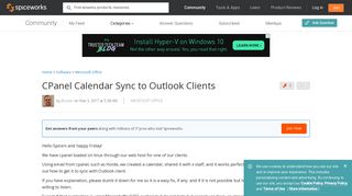 
                            11. CPanel Calendar Sync to Outlook Clients - Spiceworks Community