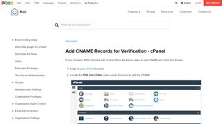 
                            11. cPanel DNS - CNAME, MX for Zoho Mail