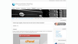 
                            1. cPanel Login ungültig - Warum kann ich mich nicht im cPanel anmel