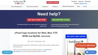 
                            8. cPanel logs locations for Web, Mail & MySQL services - Bobcares