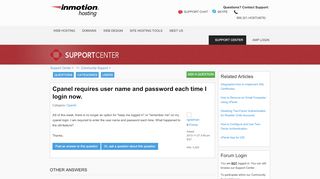
                            11. Cpanel requires user name and password each time I login now ...