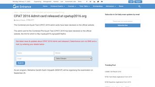 
                            12. CPAT 2016 Admit card released at cpatup2016.org - GetEntrance