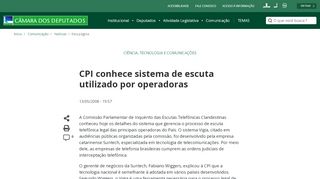 
                            6. CPI conhece sistema de escuta utilizado por operadoras - Câmara ...