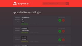 
                            3. cportal.telkom.co.id passwords - BugMeNot