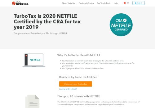 
                            8. CRA NETFILE Certified Tax Software for tax year 2018 | TurboTax ...
