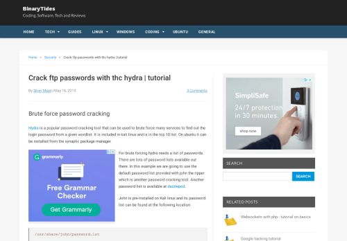 
                            10. Crack ftp passwords with thc hydra | tutorial – BinaryTides