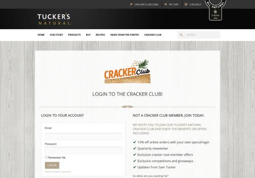 
                            9. Cracker Club login - Tuckers Natural