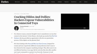 
                            10. Cracking Dildos And Dollies: Hackers Expose Vulnerabilities In ...