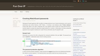 
                            1. Cracking WatchGuard passwords | Fun Over IP