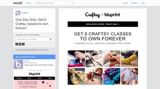 
                            10. Craftsy: One Day Only: Get 8 Craftsy classes to own forever! ...