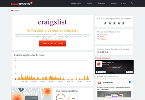 
                            2. Craigslist down? Current status and problems | Downdetector