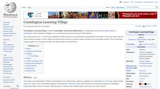 
                            12. Cramlington Learning Village - Wikipedia