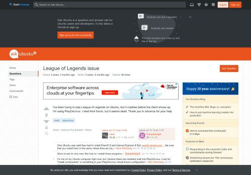 
                            11. crash - League of Legends issue - Ask Ubuntu