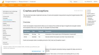 
                            9. Crashes and Exceptions | Analytics for Android | Google Developers