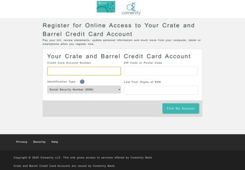 
                            7. Crate and Barrel Credit Card - - Comenity