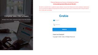 
                            12. Cratio CRM Software - Customer Login