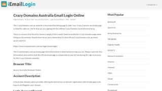 
                            9. Crazy Domains Australia Email Login Page URL 2018 | iEmailLogin