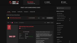 
                            10. Crazy Luck Casino Bonus Codes - NONSTOPBONUS.COM