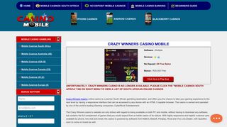 
                            9. Crazy Winners Casino Mobile | 20 Free Spins Bonus