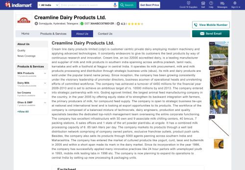 
                            8. Creamline Dairy Products Ltd. - Manufacturer from Somajiguda ...