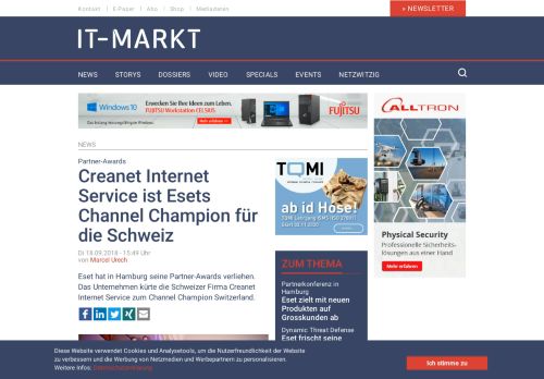 
                            9. Creanet Internet Service ist Esets Channel Champion für die Schweiz ...