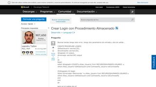 
                            1. Crear Login con Procedimiento Almacenado - MSDN - Microsoft