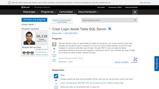 
                            4. Crear Login desde Tabla SQL Server. - MSDN - Microsoft