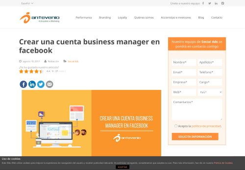 
                            10. Crear una cuenta business manager en facebook - Antevenio
