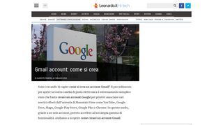 
                            11. Creare account Gmail: guida completa | Hi-Tech.Leonardo.it