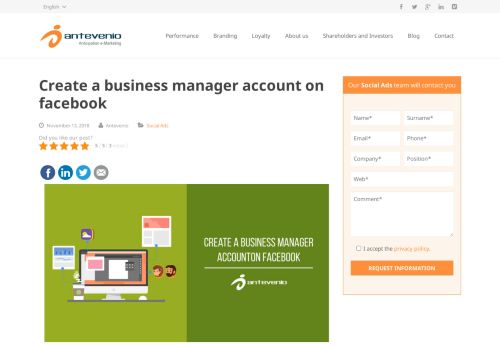 
                            6. Create a business manager account on facebook - Antevenio