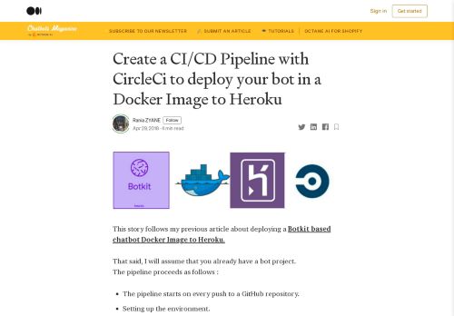 
                            12. Create a CI/CD Pipeline with CircleCi to deploy your bot in a Docker ...