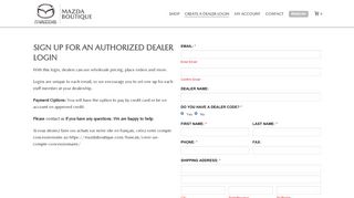 
                            7. Create a Dealer Login - Mazda Boutique