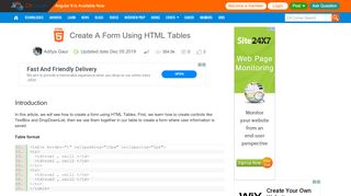 
                            3. Create A Form Using HTML Tables - C# Corner