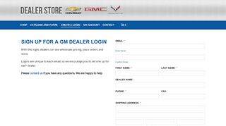 
                            3. Create a GM Dealer Login | GM Apparel by Choko Authentics