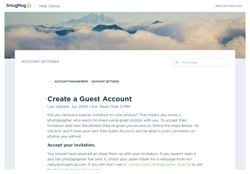 
                            11. Create a Guest Account - SmugMug