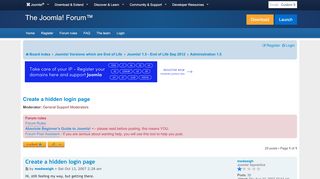 
                            2. Create a hidden login page - Joomla! Forum - community, help and ...